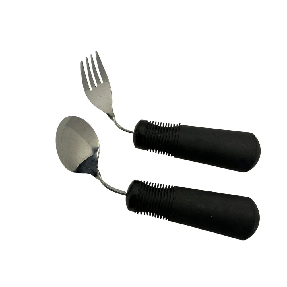 OXO Good Grips Bendable Adaptive Utensils Spoon Fork Set‎ Black Weighted Handles